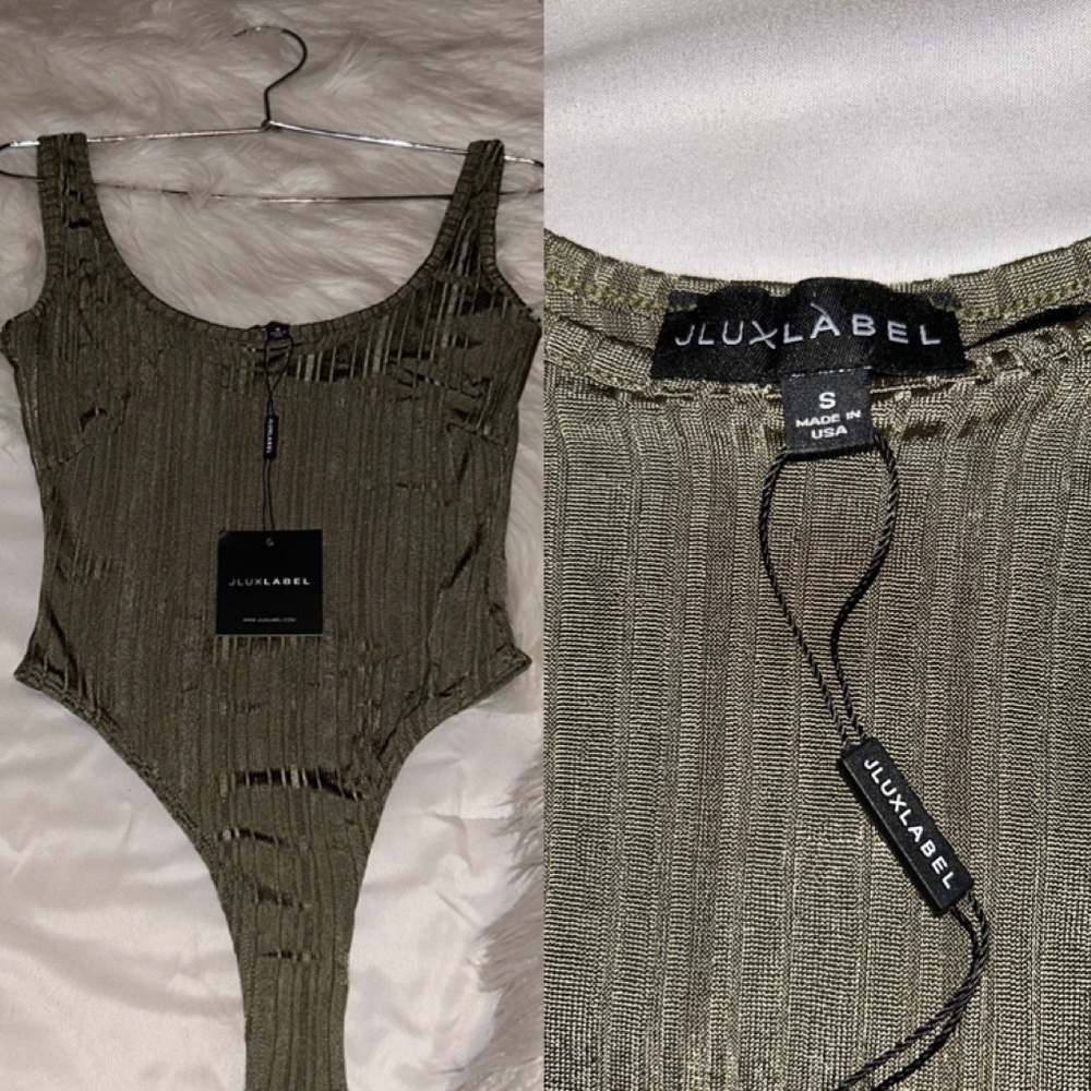 JLuxlabel Olive Green Ribbed Bodysuit